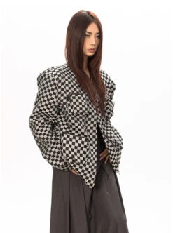Checker Oversized Zip Jacket With Zip Pockets -Modern Wear Shop O1CN01aRU2zO1xG7Zirtnj5 3911136415