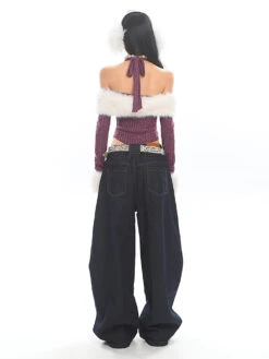 Halter Neck Faux Fur Trim Glitter Crop Top -Modern Wear Shop O1CN01aXoVGh25Kig6npG2A 1979797508