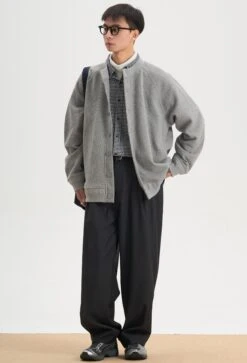 Waffle Textured Button Up Bomber Jacket -Modern Wear Shop O1CN01aeRr1c2IBdjh2esWx 2741639248