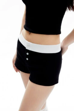Contrast Waistband Buttoned Terry Shorts -Modern Wear Shop O1CN01bSNQzh2NBFUNDzriq 2200576249924