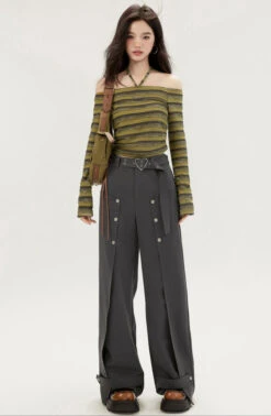 High-Waist Wide-Leg Pants With Button Split Design -Modern Wear Shop O1CN01baopDK2AwnZlSmKgb 803368268