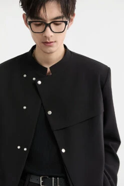 Slim Asymmetric Button-Detail Lapelless Blazer Jacket -Modern Wear Shop O1CN01bkXTvo1VHDUSOP51Y 897312627