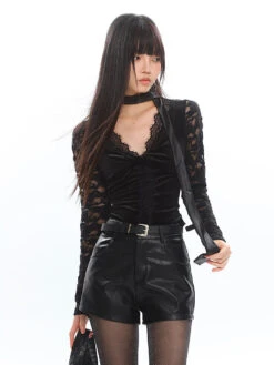 Mesh Lace Long Sleeve V-Neck Top -Modern Wear Shop O1CN01c7AqFc25KifrNjuVz 1979797508