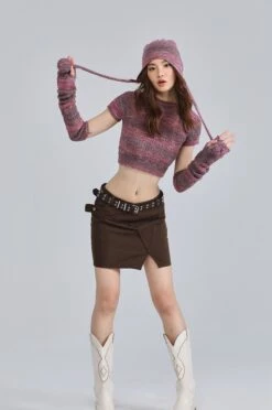 Textured Knit Cropped Sweater Top With Arm Warmer Sleeves -Modern Wear Shop O1CN01cgikic29k8y6EYeyd 2582478105