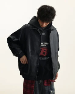 Faux Leather Zip Jacket With Stipe Sleeve Details -Modern Wear Shop O1CN01dzVaDn1Fk2WL6OZMA 2212415800524