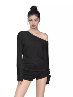 Asymmetric Off Shoulder Ruched Long Sleeve Top -Modern Wear Shop O1CN01eNWYvU1U7JKIOwsj1 2215632572470 jpg q30 jpg