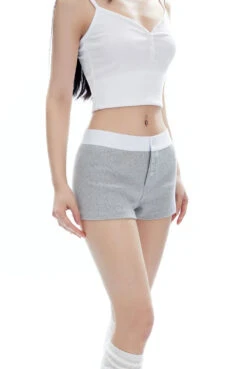 Contrast Waistband Buttoned Terry Shorts -Modern Wear Shop O1CN01fgQ5Io2NBFUNw3F03 2200576249924