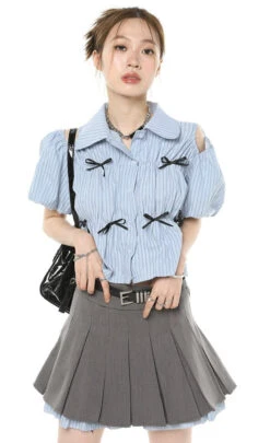 Stripe Cold Shoulder Button Top -Modern Wear Shop O1CN01fzjS0F281t48bus2I 800637873