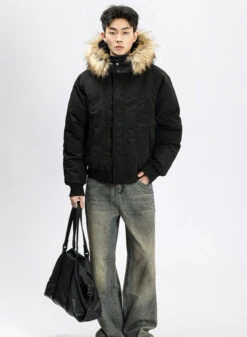 Removable Faux Fur Hoodie Bomber Jacket With Ribbed Hem 31 Removable Faux Fur Hoodie Bomber Jacket With Ribbed Hem -Modern Wear Shop O1CN01g2NVxo1knTbWWcoKA 3161734728