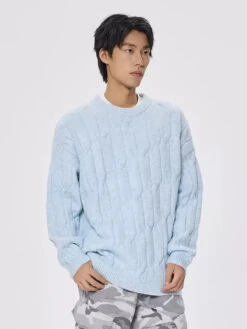 Ribbed Hem Cable Knit Crewneck Sweater -Modern Wear Shop O1CN01gFxYZF28QAClQ9n7y 0 item pic jpg q50 jpg