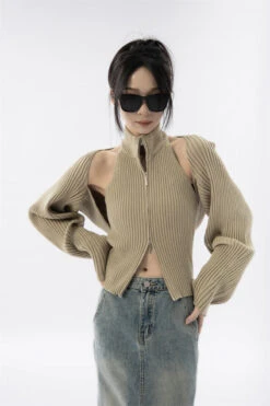 Double Zip High Neck Knit Vest And Shrug Top 25 Double Zip High Neck Knit Vest And Shrug Top -Modern Wear Shop O1CN01gJ3YhK1UEdP5ce8YK 1063202486