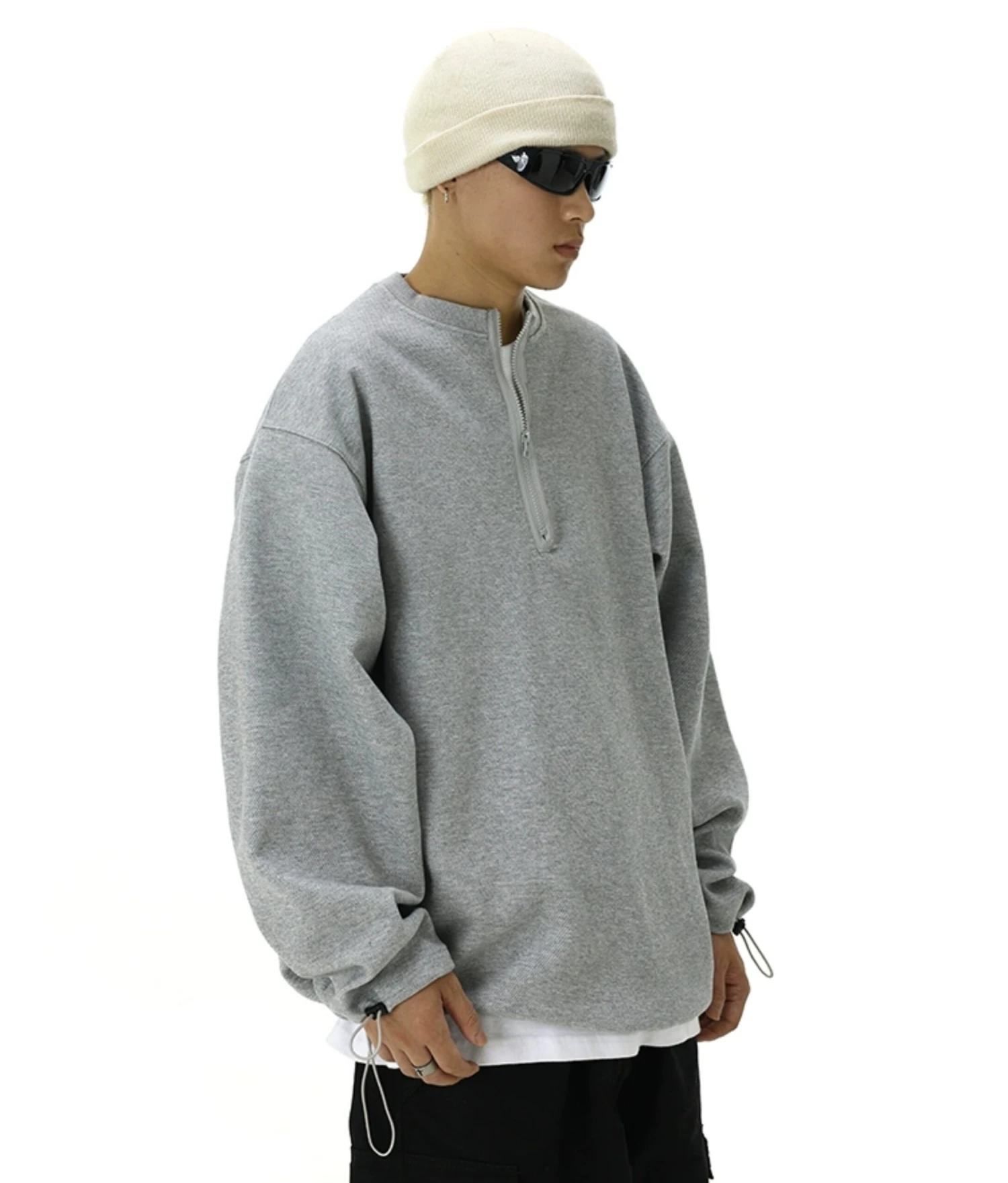 Oversized Half-Zip Ribbed Sweatshirt 2 Oversized Half-Zip Ribbed Sweatshirt - Image 2