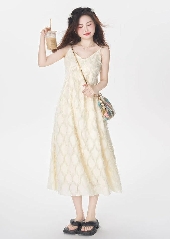 Textured Spaghetti Strap Midi Dress 1 Textured Spaghetti Strap Midi Dress