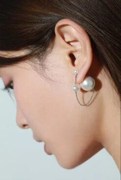 Faux Pearl With Link Chain Earrings -Modern Wear Shop O1CN01h8umSB1ZPEewmDGRM 61073186