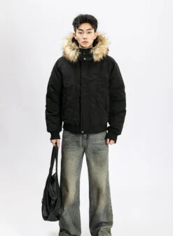 Removable Faux Fur Hoodie Bomber Jacket With Ribbed Hem 34 Removable Faux Fur Hoodie Bomber Jacket With Ribbed Hem -Modern Wear Shop O1CN01hZkoXv1knTbWWaGGT 3161734728