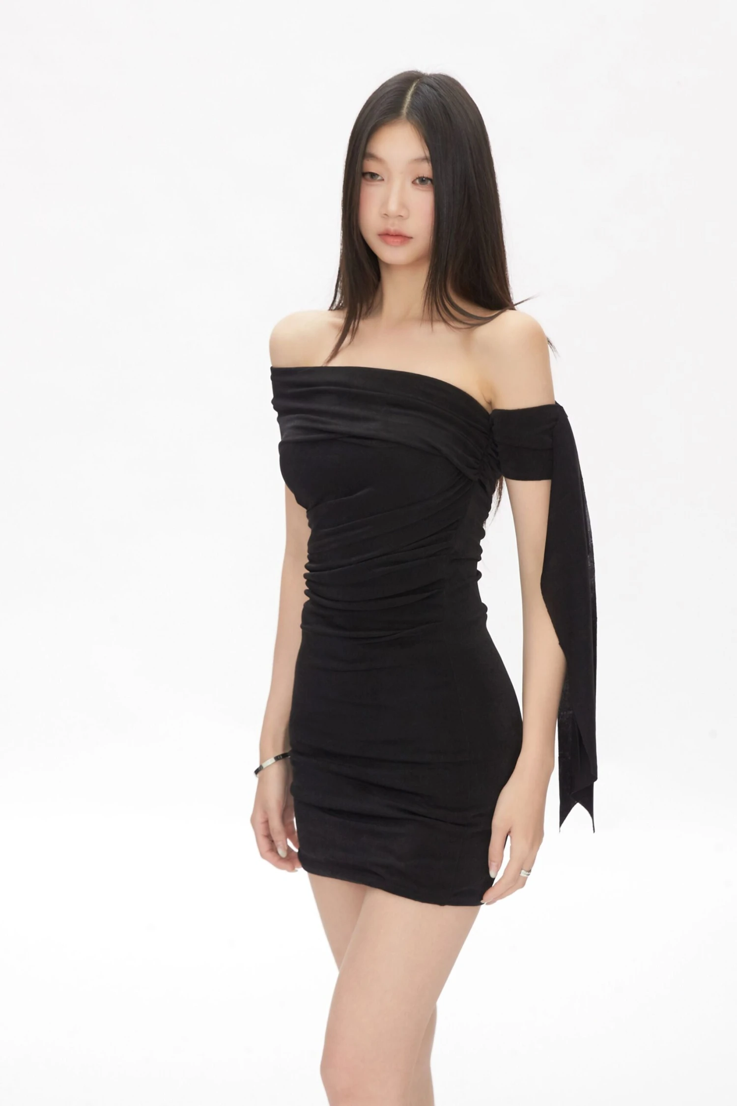 Ruched Off Shoulder Bodycon Mini Dress 9 Ruched Off Shoulder Bodycon Mini Dress - Image 9