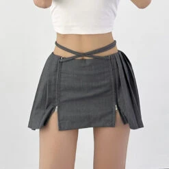 Double Zip Low-Waist Pleated Mini Skirt -Modern Wear Shop O1CN01hxYGlT1QLj6wQEEzI 742011960