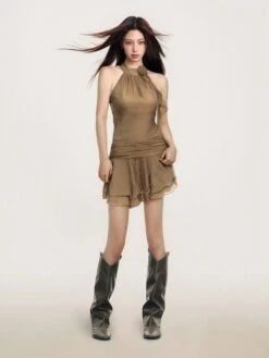 Halter Neck Textured Mini Dress With Rosette Detail 13 Halter Neck Textured Mini Dress With Rosette Detail -Modern Wear Shop O1CN01iaZwA11U7JKWkEdRB 2215632572470