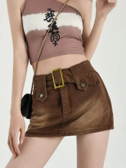 Faded Denim Skort Mini Skirt With Belt 25 Faded Denim Skort Mini Skirt With Belt -Modern Wear Shop O1CN01inwkrP1qb0G3xRjnV 2207785665513