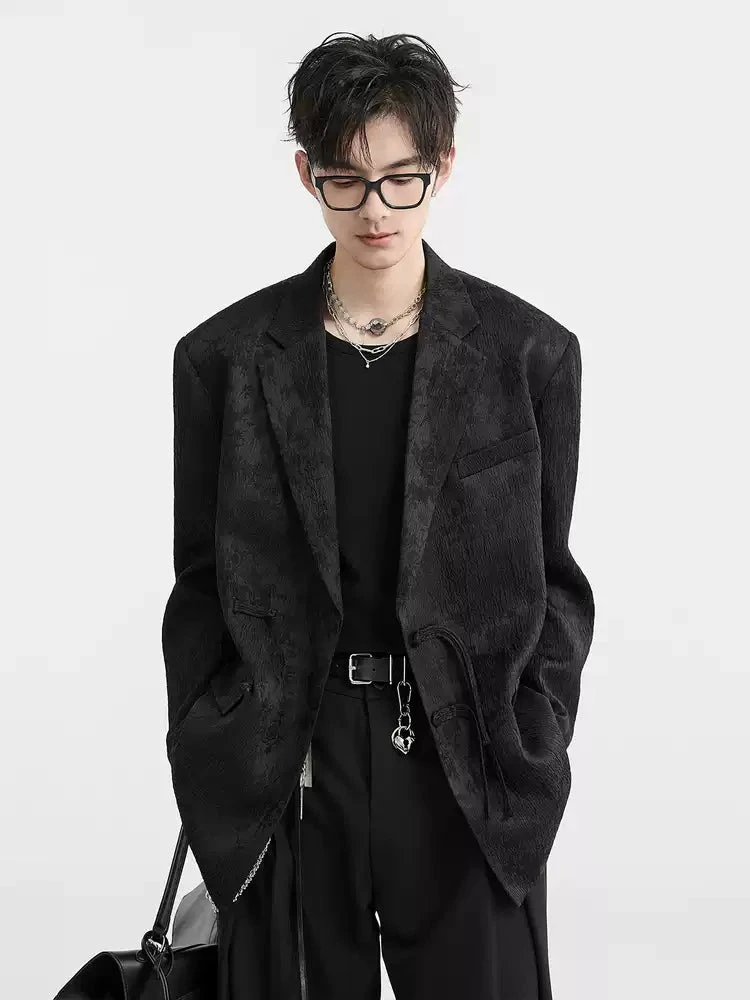 Textured Floral Pattern Single-Breasted Blazer 3 Textured Floral Pattern Single-Breasted Blazer - Image 3