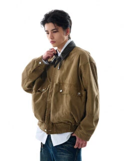 Contrast Leather Collar Oversized Utility Button Jacket -Modern Wear Shop O1CN01jnjZv31QxkBitfbul 4008732043