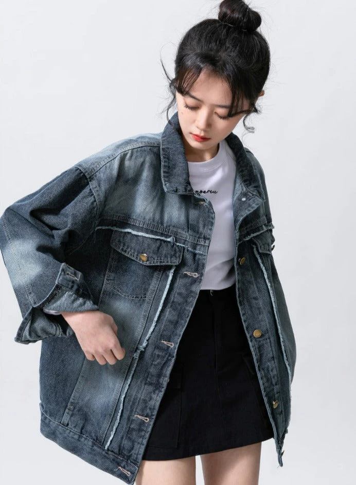 Distressed Faded Denim Jacket 4 Distressed Faded Denim Jacket - Image 4