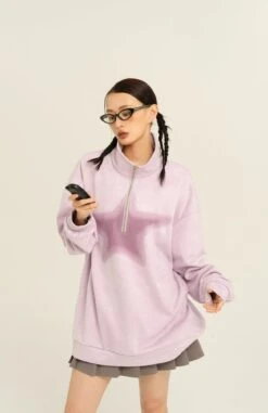 High Collar Half Zip Star Pullover -Modern Wear Shop O1CN01ke31tM1qokBv5G26l 618895543