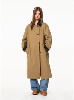 Contrast Corduroy Collar Oversized Single-Breasted Trench Coat With 10 Contrast Corduroy Collar Oversized Single-Breasted Trench Coat With -Modern Wear Shop O1CN01kkst4e1xG7myZD8Et 3911136415