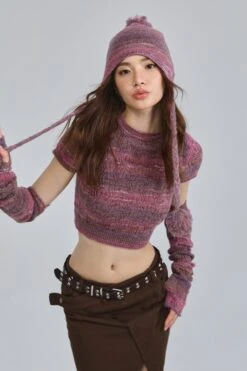 Textured Knit Cropped Sweater Top With Arm Warmer Sleeves -Modern Wear Shop O1CN01kuQWJt29k8yB4rjzF 2582478105