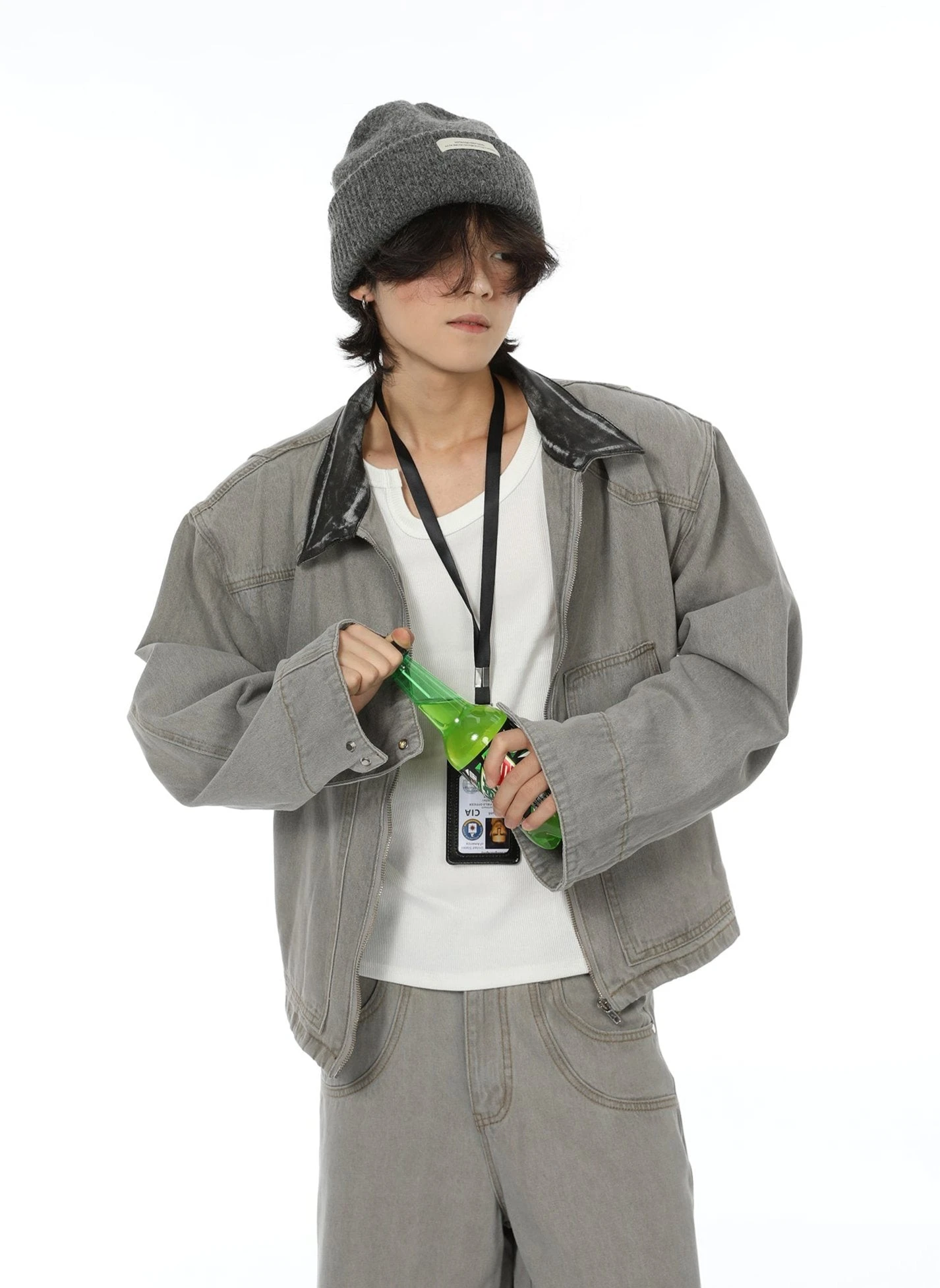 Oversized Wide-Fit Washout Denim Jacket And Wide-Leg Jeans Set 2 Oversized Wide-Fit Washout Denim Jacket And Wide-Leg Jeans Set - Image 2