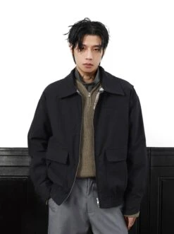 Classic Collared Zip Jacket With Flap Pockets -Modern Wear Shop O1CN01l63hX11VQpoJYtgpI 2434502648