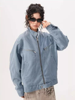 High Collar Drop Shoulder Jacket With Zip Pocket Details -Modern Wear Shop O1CN01lELo0F1ELTgChf8RN 2210973550335 jpg q50 jpg