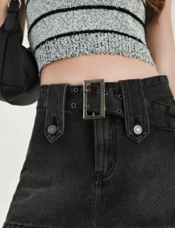 Faded Denim Skort Mini Skirt With Belt 23 Faded Denim Skort Mini Skirt With Belt -Modern Wear Shop O1CN01lRWreA1qb0GAOlJSz 2207785665513