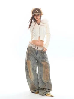 Faux Fur Hoodie Cable Knit Cropped Zip Jacket -Modern Wear Shop O1CN01lohAy31iBnnV0B4pe 2201256844375