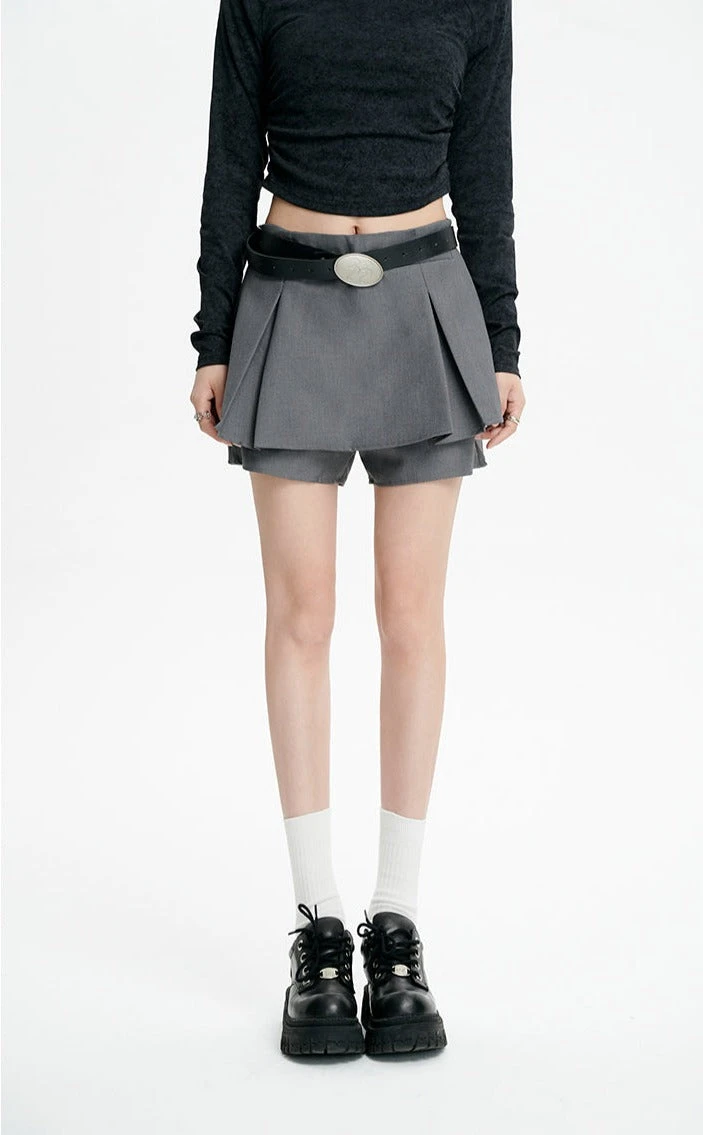 Pleated Mini Skirt With Oversized Belt Detail 3 Pleated Mini Skirt With Oversized Belt Detail - Image 3