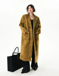 Fuzzy Double Breasted Longline Coat With Corduroy Collar -Modern Wear Shop O1CN01mxo9kz1HvbfJH7PJf 2971280820