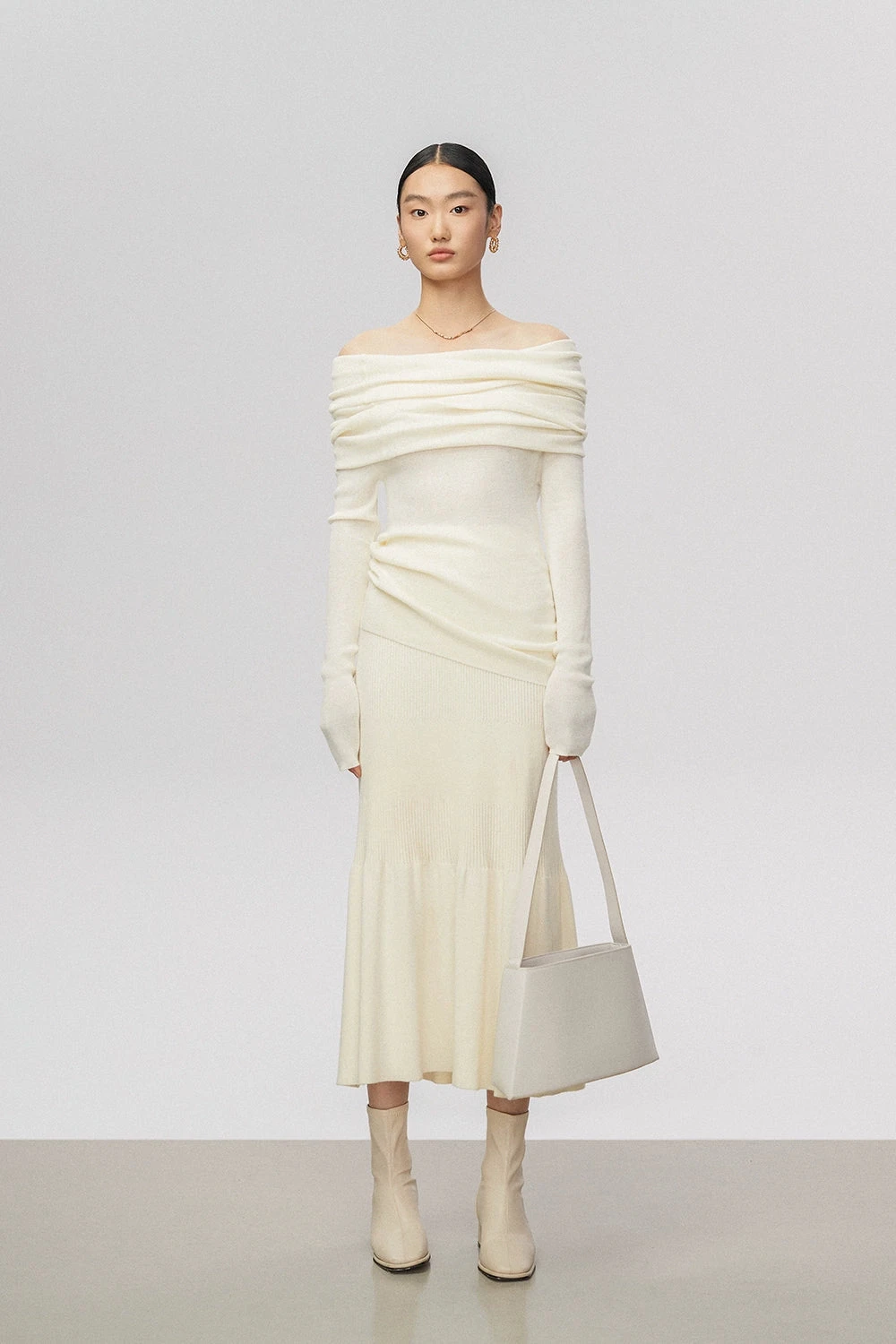 Off-Shoulder Ribbed Knit Long Sleeve Sweater Top 9 Off-Shoulder Ribbed Knit Long Sleeve Sweater Top - Image 9