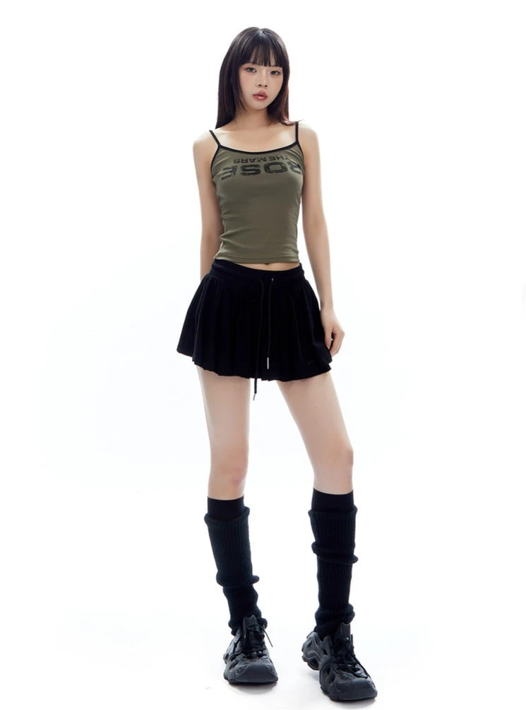 Pleated Jersey Mini Skirt With Drawstring Waist 9 Pleated Jersey Mini Skirt With Drawstring Waist - Image 9
