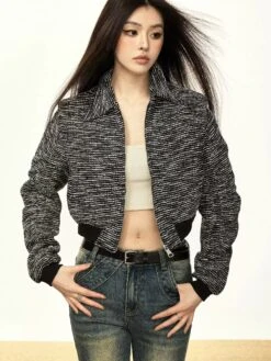 Textured Zip-Up Cropped Jacket With Contrast Ribbed Trim 17 Textured Zip-Up Cropped Jacket With Contrast Ribbed Trim -Modern Wear Shop O1CN01nBzaqI1rwoxdd3yil 2215877315696 jpg q50 jpg