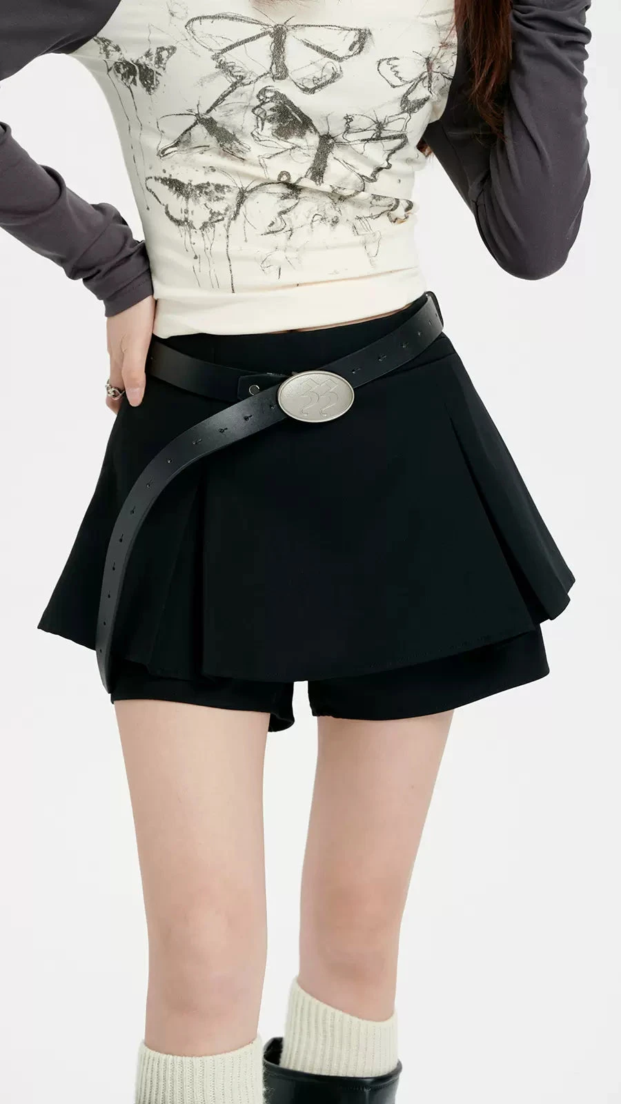 Pleated Mini Skirt With Oversized Belt Detail 7 Pleated Mini Skirt With Oversized Belt Detail - Image 7