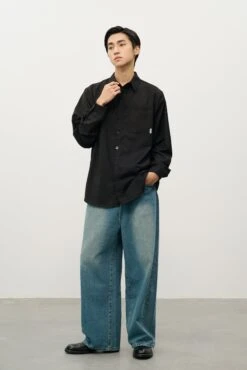 Relaxed Button-Up Long Sleeve Shirt With Chest Pocket -Modern Wear Shop O1CN01nU6GXY1TcA6b8KxTM 2206881692402