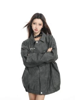 Oversized Faux Suede Zip Jacket With Fireman Buckle Detail -Modern Wear Shop O1CN01nsHJ7v1U7JH9fsmqJ 2215632572470