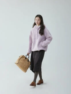 Shearling High Collar Half Button Sweater -Modern Wear Shop O1CN01oe8KbG1W4DrF9B0hL 2187252734