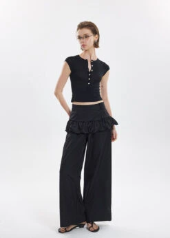 Wide Leg Trousers With Ruffle Waist Detail And Belt Loops -Modern Wear Shop O1CN01pIrxWB1H0ohnwBQxn 2210293270696