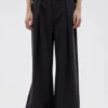 Pinstripe Texture Pleated Wide Leg Trousers