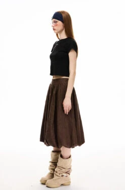 Pleated Balloon Suede Midi Skirt -Modern Wear Shop O1CN01paQWMd1qokQU5HyAr 618895543