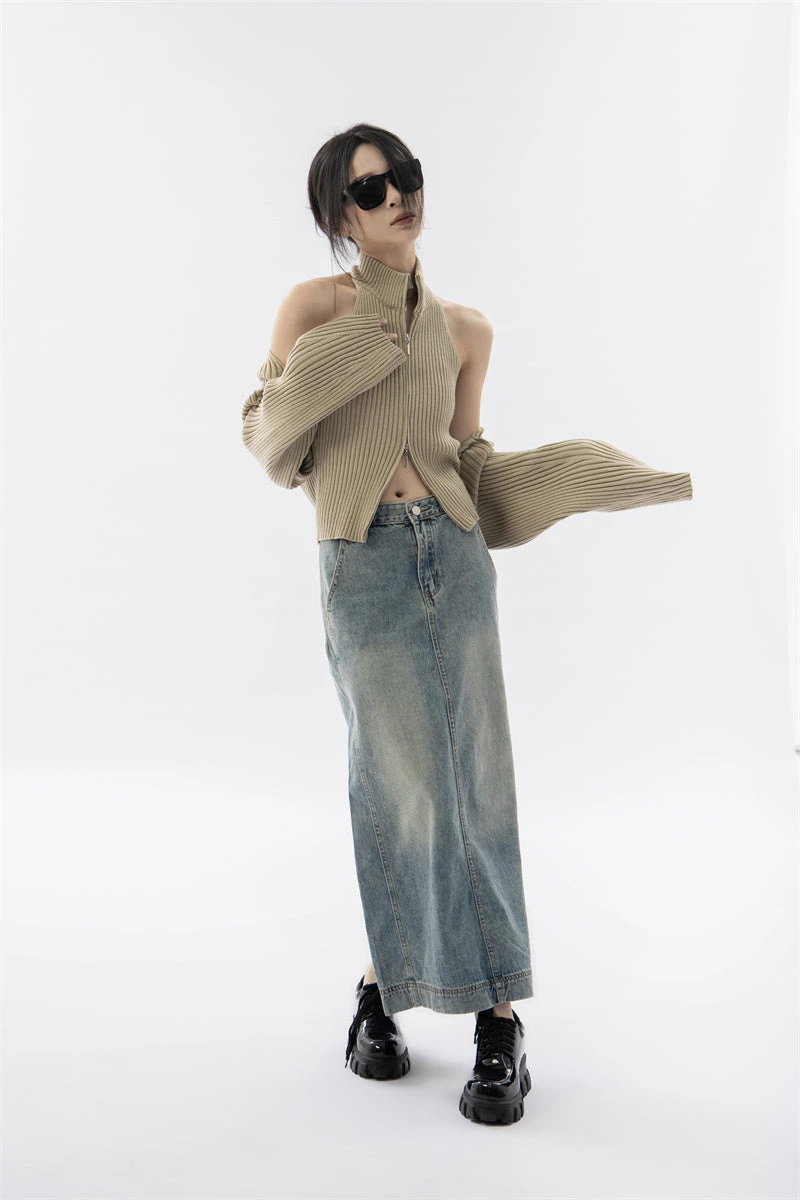 Double Zip High Neck Knit Vest And Shrug Top 9 Double Zip High Neck Knit Vest And Shrug Top - Image 9