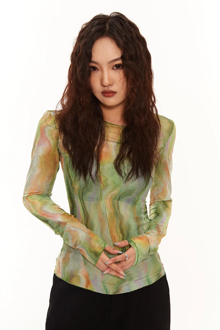 Tie-Dye Translucent Long Sleeve Top 2 Tie-Dye Translucent Long Sleeve Top - Image 2