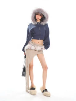 Cropped Faux Fur Hoodie Balloon Sleeves Jacket -Modern Wear Shop O1CN01qD3Uew1iBnoTRpak4 2201256844375