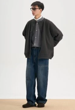 Waffle Textured Button Up Bomber Jacket -Modern Wear Shop O1CN01qjIaK72IBdja9TaHg 2741639248